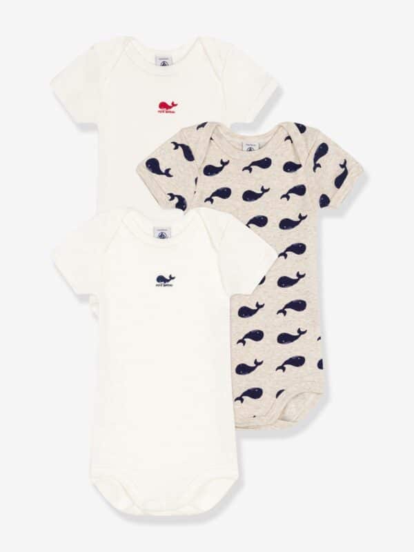 Petit Bateau 3er-Pack Baby Kurzarm-Bodys mit Walen PETIT BATEAU