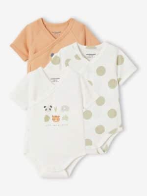 Vertbaudet 3er-Pack Baby Wickelbodys aus Bio-Baumwolle Oeko-Tex