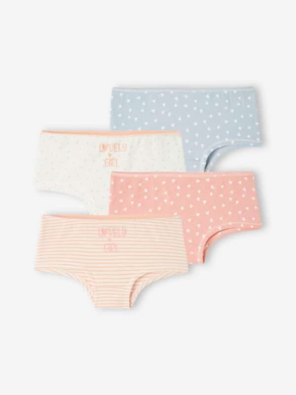 Vertbaudet 4er-Pack Mädchen Shortys BASIC Oeko-Tex