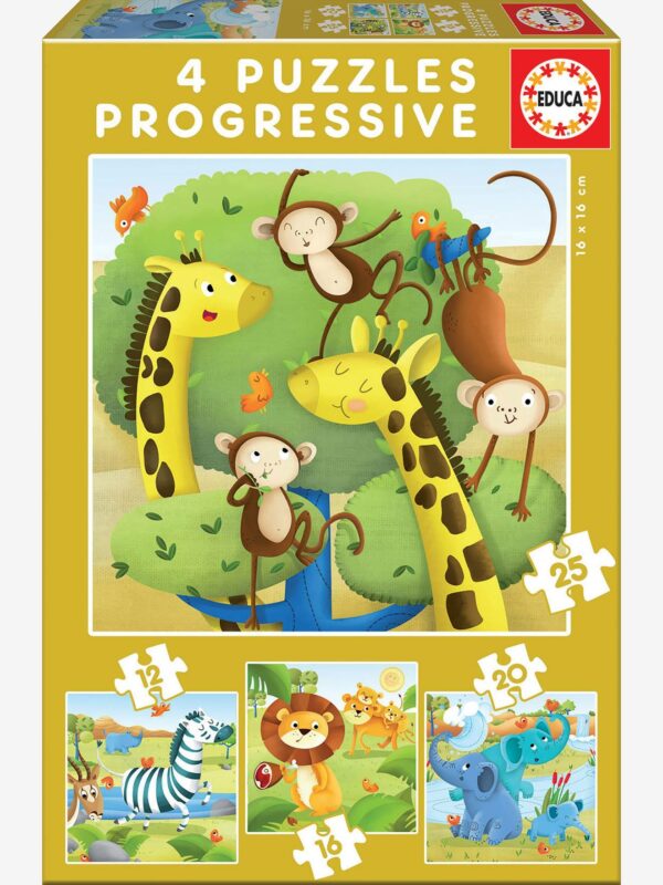 Educa 4er-Set Puzzles mit Wildtieren