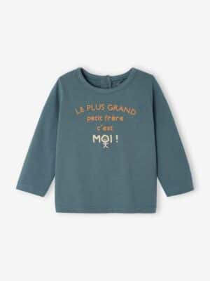 Vertbaudet Baby Shirt mit Aufschrift Oeko-Tex pfauen