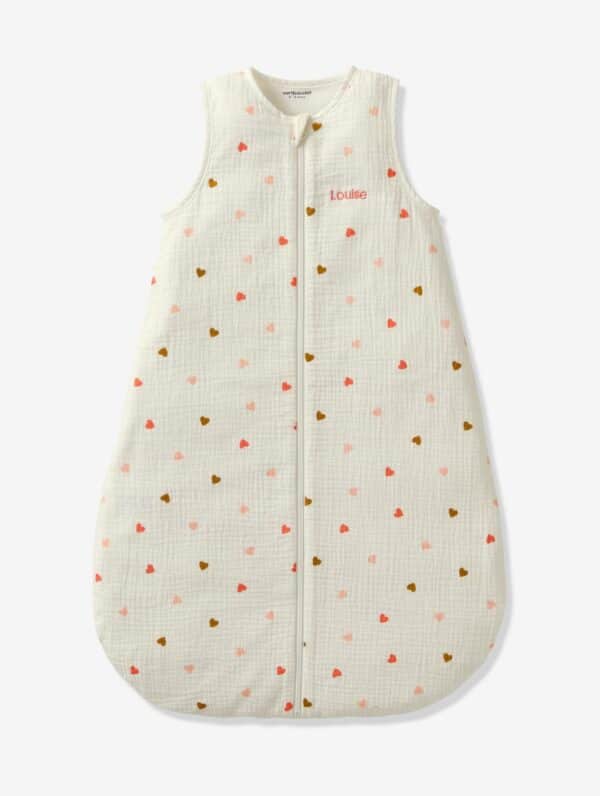 Vertbaudet Baby Sommerschlafsack KLEINE HERZEN aus Musselin Oeko-Tex