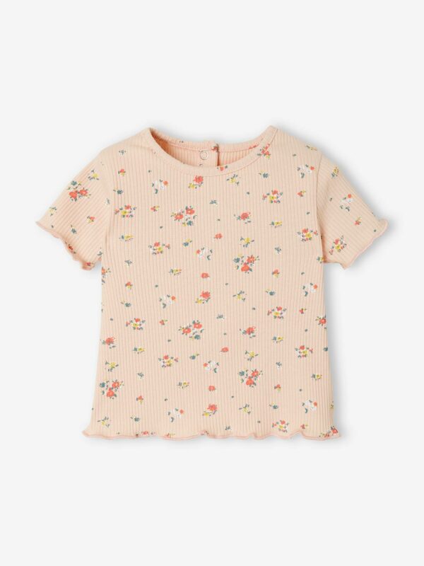 Vertbaudet Geripptes Baby T-Shirt mit Blumenprint