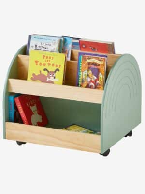 Vertbaudet Kinderzimmer Bücherregal auf Rollen REGENBOGEN salbei