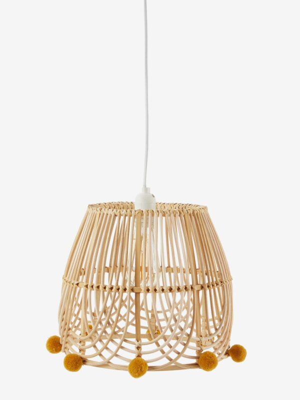 Vertbaudet Kinderzimmer Lampenschirm aus Rattan BOHO e pompons