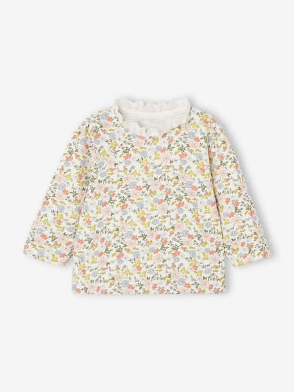 Vertbaudet Mädchen Baby Sweatshirt mit Spitzenkragen