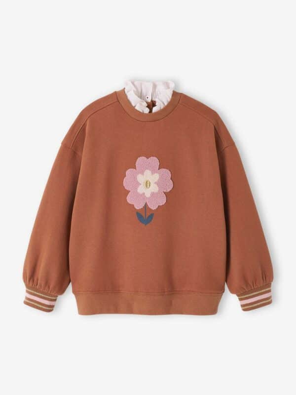 Vertbaudet Mädchen Sweatshirt mit Frotteeblumen