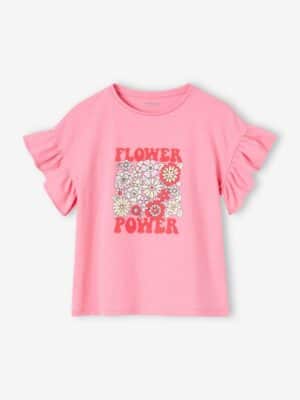 Vertbaudet Mädchen T-Shirt FLOWER POWER Oeko-Tex bonbon