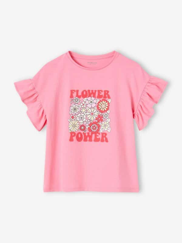 Vertbaudet Mädchen T-Shirt FLOWER POWER Oeko-Tex bonbon