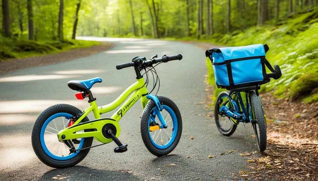 Kindergerechtes Fahrrad und Fahrradausrüstung